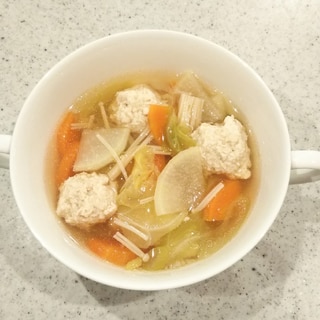 鶏団子と生姜の和風スープ